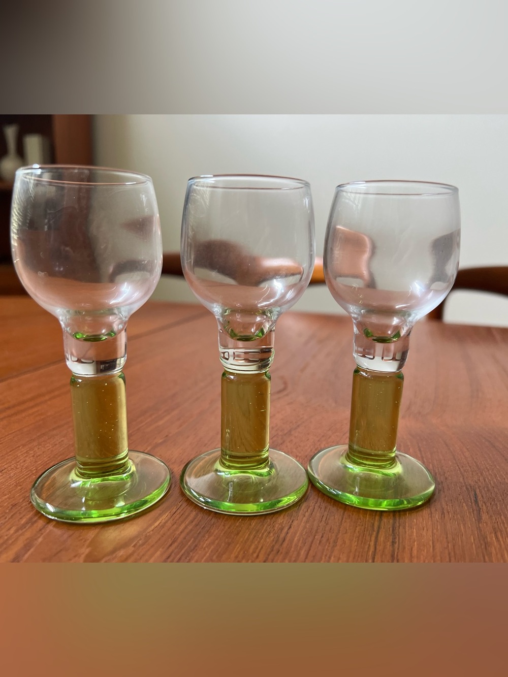 Green Stemmed Liqueur Glasses - Set of 3